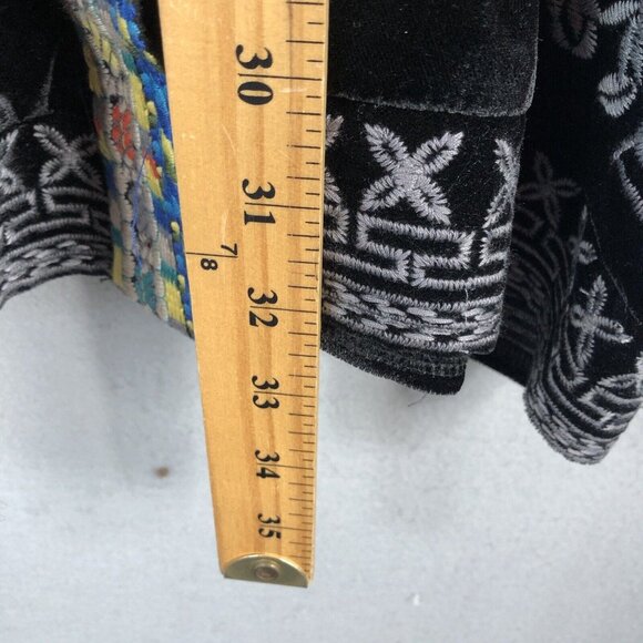 Velvet Embroidery Cardigan Womens Medium Black Boho Art to Wear Event L&B - Picture 6 of 16